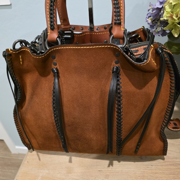 Coach Western Rogue 36 Saddle Suede With Studs, Rivets. RARE! - Picture 11 of 16